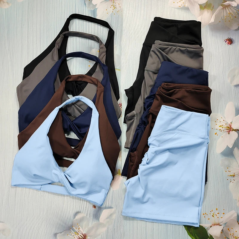 Butt Lifting Sports Set Shorts Gym Exercise Clothes Women'S Yoga Suit for Fitness Short and Underwear Training Workout Tracksuit